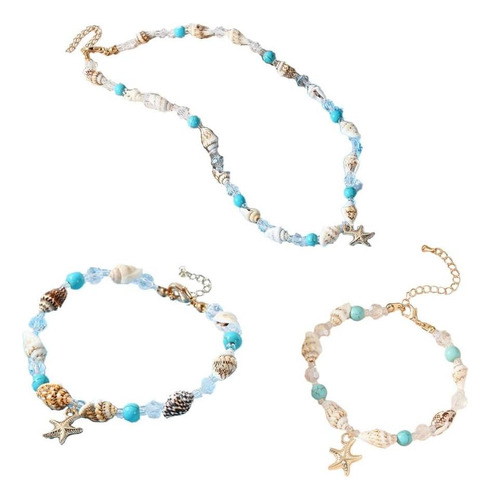 Hwjq 3 Piezas Bohemia Concha Estrella De Mar Collar Verano Tamaño 1. 8 Cm