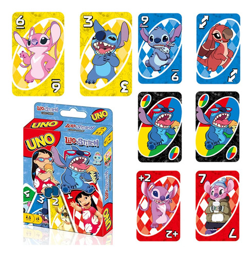 Uno Jogo De Cartas Lilo Stitch Baralho Filme Disney Dorso Branco Idioma Inglês Personagem Lilo & Stitch