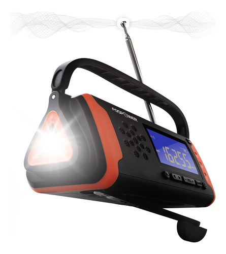 Radio De Manivela Solar Fospower Modelo D2 Con Pantalla Lcd