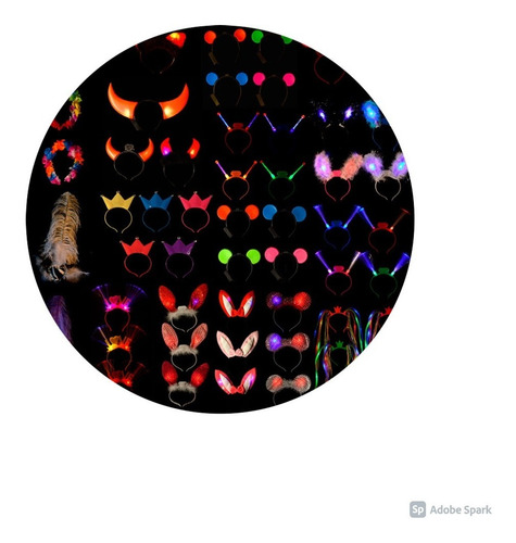 Imagen 1 de 10 de Vinchas Surtidas Led Combo Luminoso Pack Cotillon X10