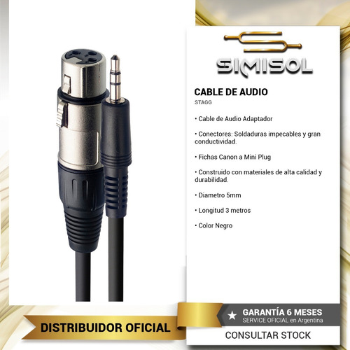 Cable De Audio Xlr (canon) A Mini Plug 3 M Stagg Sac3mpsxf