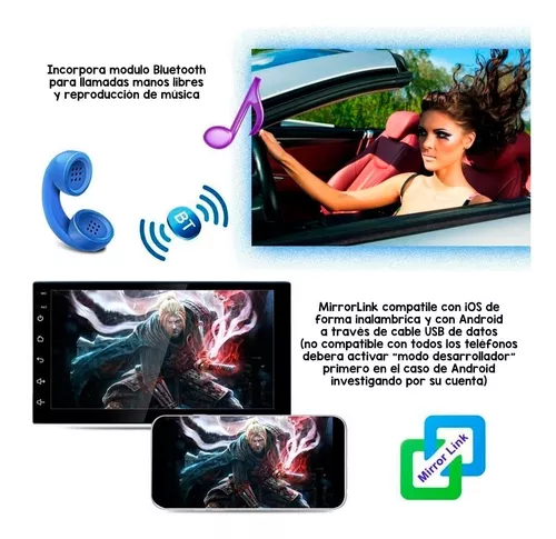 Pantalla de 7 pulgadas compatible con Bluetooth para Wireless