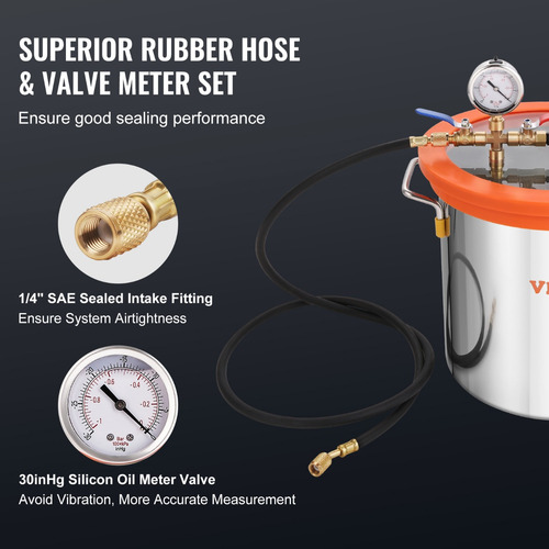 Vevor Kit Cámara De Vacío De 5 Galones+bomba De Vacío 3.5cfm