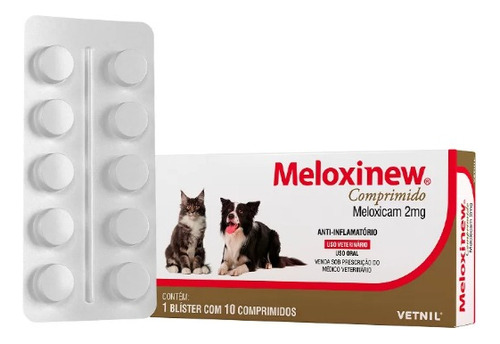 Meloxinew Cães E Gatos 2mg Vetnil Blíster Com 10 Comprimidos