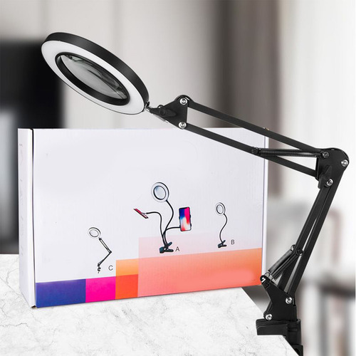 Lámpara Led De Escritorio Con Lupa De 10x Con Brazo Pedestal