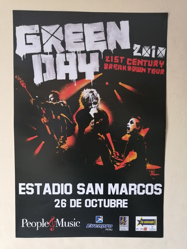 Poster Afiche Concierto Green Day En Lima Perú 2010 Punk