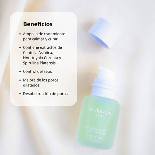 Ampolla Calmante Vegan Green Mild - Cosmética Coreana Vegana