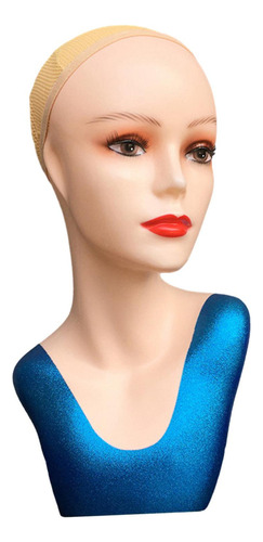 Cabeza De Maniquí Femenina Para Maquillaje, Estante De Azul