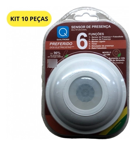 Kit 10 Sensor Presenca Teto Emb/sob 3fios 360g Fotocelula Qa