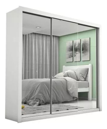 Guarda-roupa Carioca Móveis Melissa Super Glass 7985.66 cor branco de mdp com 3 portas  corrediças