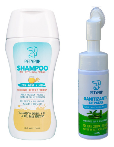Petypup Shampoo + Espuma De Limpieza De Patas De Mascotas Fragancia Avena