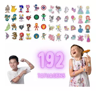 192 Tatuagem Infantil Pokemon Princesa Sonic Heroi Unicornio