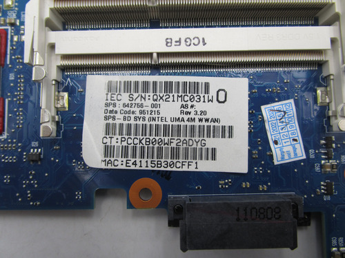 Tarjeta Madre Hp Probook 6460b Ddr3 642756-001 (Usado)