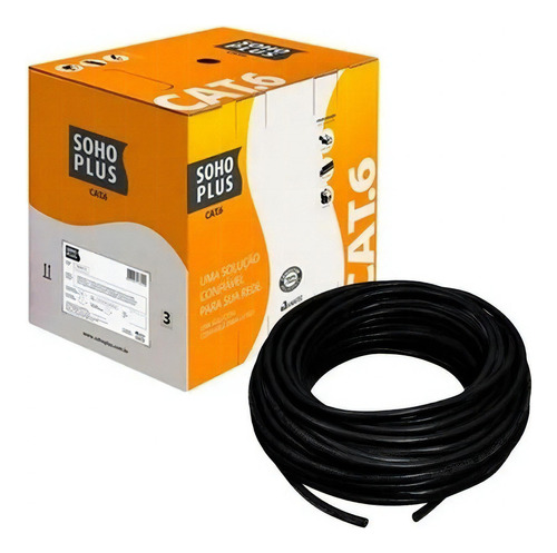 Cabo De Rede Utp Cat6 Cm Soho Plus 24awg 4p Azul 305m Com Cor Preto