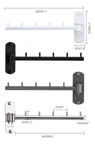 Perchero Plegable De Pared Con Brazo Oscilante De Acero Inox