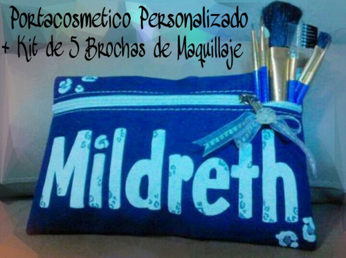 Combo Porta Cosmético Y Brochas Personalizado,regalo