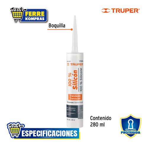 Kit 6 Pzas Sellador Transparente 100% Silicón, 280 Ml 17559