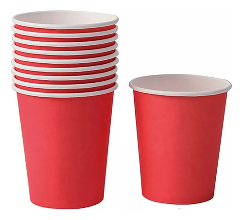 Vaso Stendy Polipapel 8 Onzas Descartable Pack X10 Unidades Color Rojo