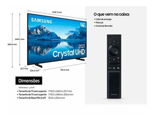 Imagem 5 de 9 de Samsung Smart Tv Crystal Uhd 4k 55 , Slim, Alexa - 55au8000