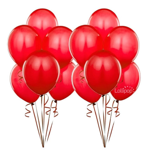 Imagen 1 de 2 de Globos Perlados Rojos 12 Pulgadas X 100 U - Lollipop