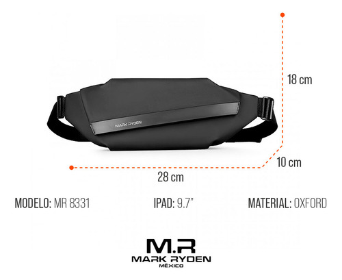 Bolso Bandolero Mark Ryden Impermeable Sling iPad 7.9 Viaje Color Negro