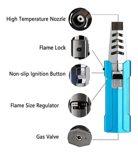 Antorcha Recargable De Gas Butano, Mxgrd-003, 3 Pzas, Azul/p