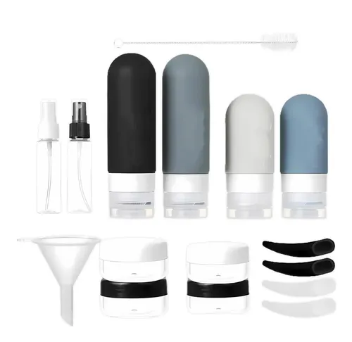Neceser Viaje Gemice Paquete De 16 Botellas De Viaje Para Artículos De Tocador, Recipientes De Tamaño De Viaje Aprobados Por La TSA A Prueba De Fugas, Accesorios De Viaje De Silicona Exprimibles