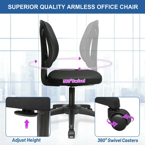 Pequeña Silla Giratoria Ergonómica Sin Brazos Para Oficin.