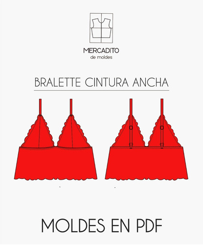 Molde Digital Lenceria- Bralette Cintura Ancha - Pack 1 Al 5