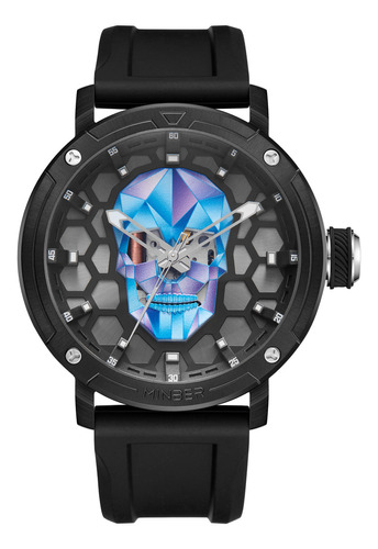 Reloj De Pulsera Minber Para Caballero M9092g2 Negro