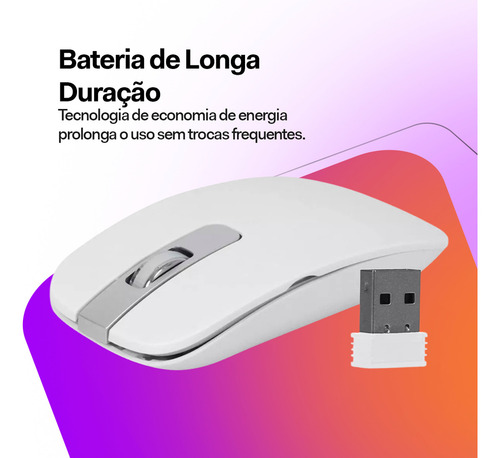 Kit Teclado E Mouse Wireless Sem Fio Ultra Slim Davely Cor Branco