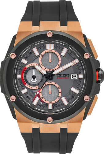 Relógio Orient Masculino Solartech Cronógrafo Mtspc016 Rose Cor da correia Preto Cor do bisel Preto Cor do fundo Grafite