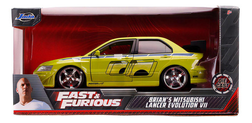 1/24 Brian Mitsubishi Lancer Rapidos Y Furiosos Jada Color Verde