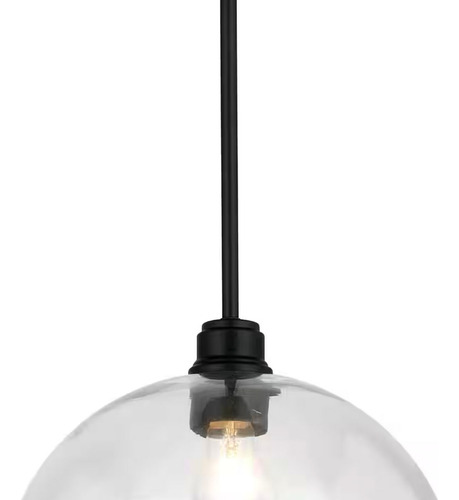 Lampara De Techo Colgante Moderna De 1 Luz 12'' De Vidrio Estructura Negro