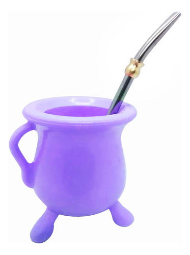 Mate Con Bombilla De Acero Inoxidable Autolimpiante Colores Color Violeta