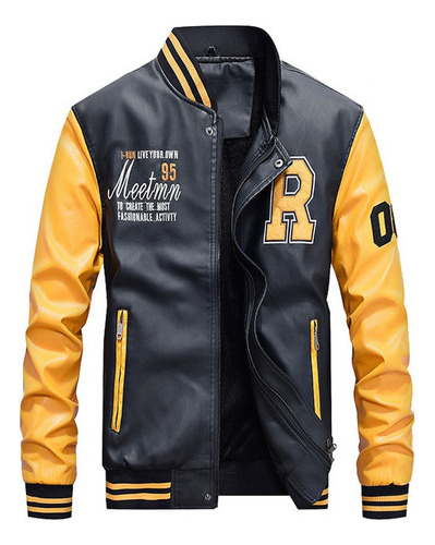 Chaqueta De Béisbol Informal Suelta De Pu Para Hombre