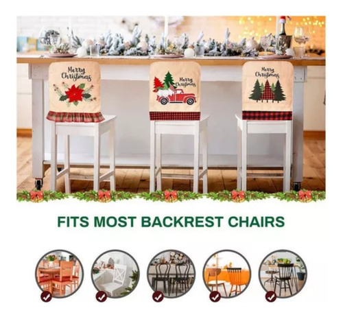 Funda Para Silla De Comedor Con Decoración Navideña De 3 Pie