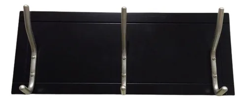 Perchero Pared 3 Ganchos Dobles Laqueado Wengue Negro Blanco