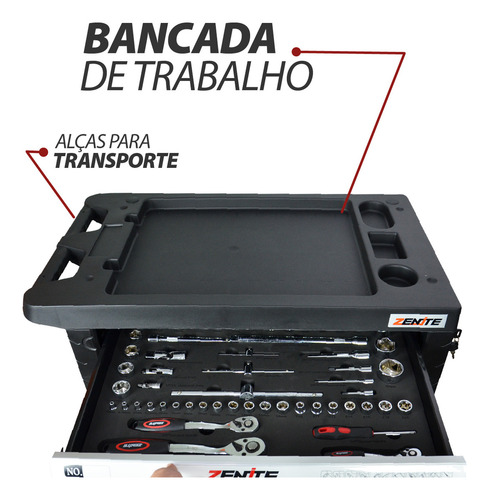 Carrinho De Ferramentas 7 Gavetas 191 Ferramentas Completo Cor Preto