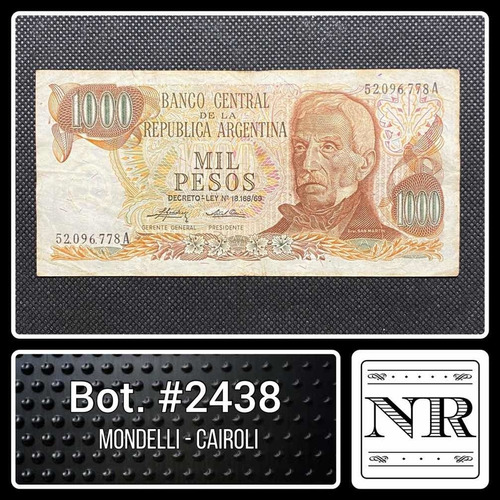 Argentina - 1000  $ Ley - Año 1975 - Bot. #2438 - M | C 