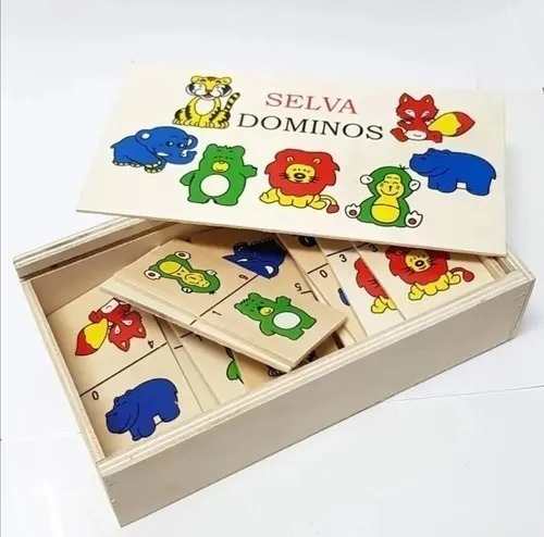 Domino Infantil De Madera Juego Didáctico Animales Frutas