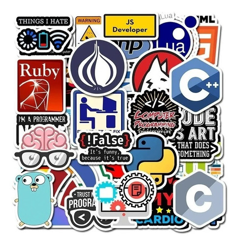 Imagen 3 de 5 de Programador Geek Java - Set De 50 Stickers / Calcomanias