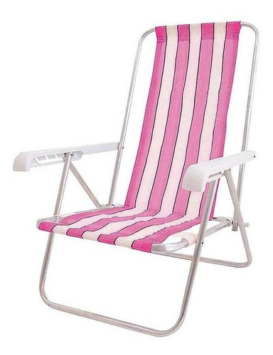 Cadeira Praia Reclinável 4 Posições 90kg Cad0641 Botafogo Cor Rosa