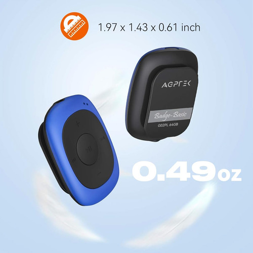 Reproductor De Mp3 Agptek 64 Gb Con Clip Y Fm Shuffle Color