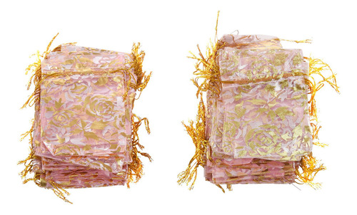 100 Bolsas De Regalo De Organza Rosa Con Cordón Para Joyas,