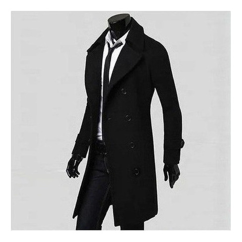 Abrigo De Hombre Delgado Elegante Gabardina Doble Botonadura