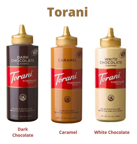 3 Pack Salsa Torani Chocolate Chocolate Blanco Caramelo 486g