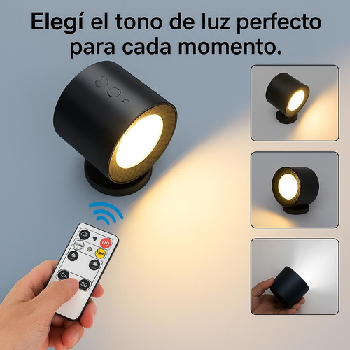 Luz Led Pared Nocturna 360 Doble Cabeza Recargable Rgb Contr Blanco
