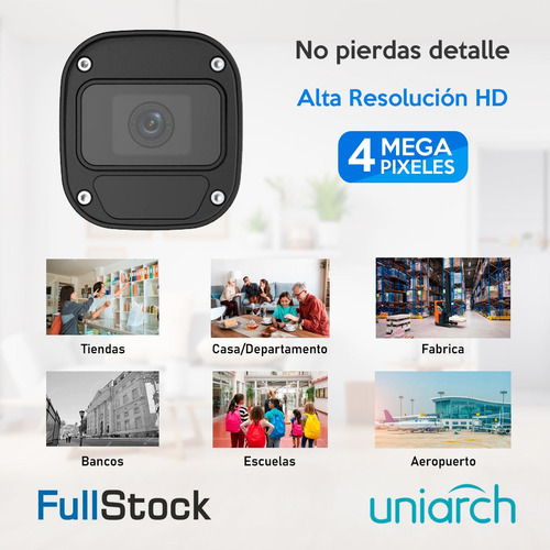 Kit Ip 4 Cámaras Exterior 4mp Nvr 4ch Y Cables Uniarch