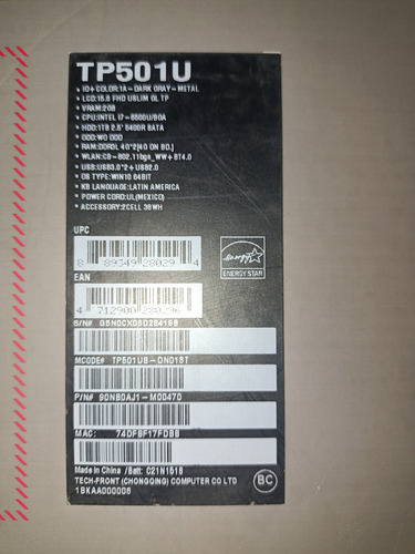 Laptop Asus Vivobook Flip 15 Tp501 Usada, Modo Recovery (Usado)
